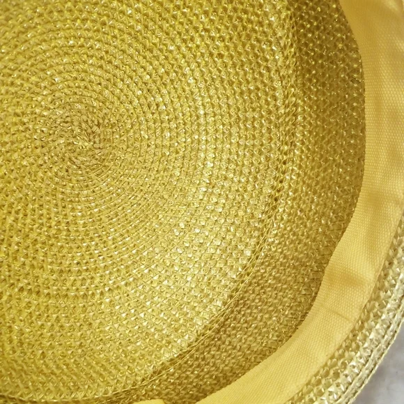 Elegant Gorgeous Gold tone Metallic bead Wedding Church Festival party Straw hat
